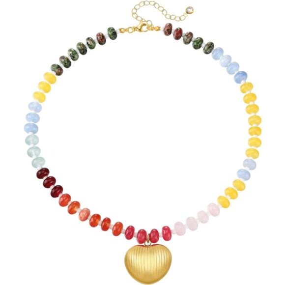 Chunky Heart Necklace | 18K Gold Plated Pendant | Bold Statement Jewelry. - Picture 2 of 5